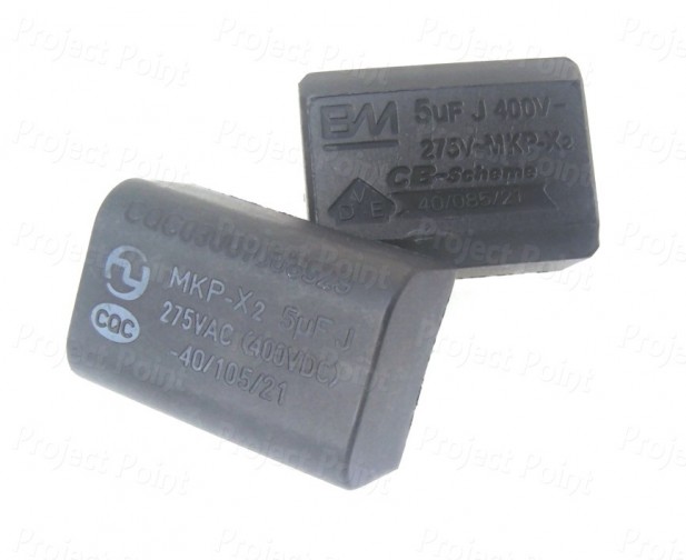 5uF 275V AC (400V DC) Class X2 Box Type Capacitor (Min Order Quantity 1pc for this Product)