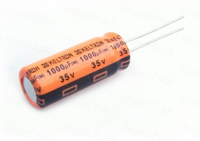 1000uF 35V Electrolytic Capacitor - Keltron (Min Order Quantity 1pc for this Product)