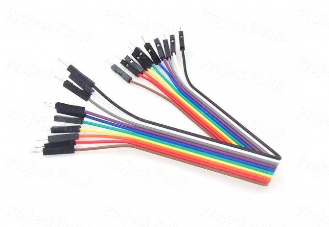 10cm Ribbon Cable Male to Male Jumper Wires - 10x1 (Min Order Quantity 1pc for this Product)