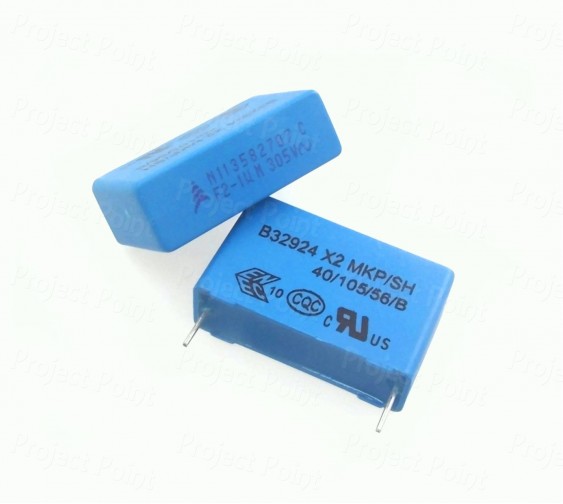 1uF 305VAC Class X2 Box Type Capacitor (Min Order Quantity 1pc for this Product)
