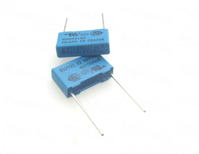 0.1uF - 100nF 305VAC Class X2 Box Type Capacitor (Min Order Quantity 1pc for this Product)
