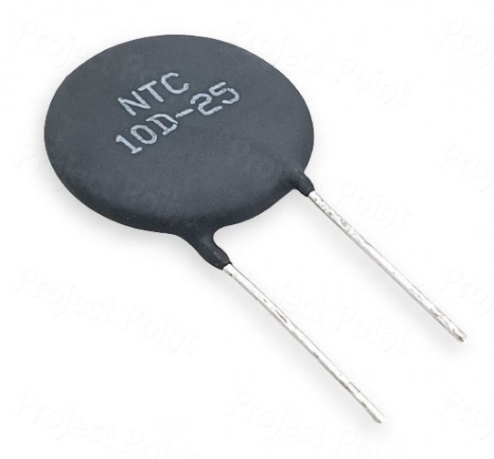 25mm NTC Thermistor 10 Ohm 7A - 10D-25 (Min Order Quantity 1pc for this Product)