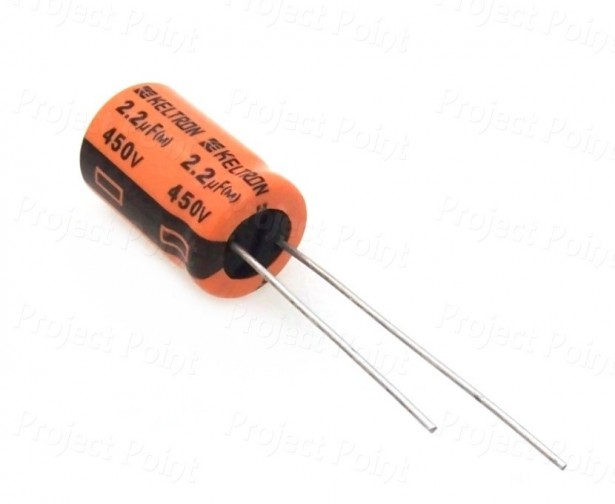 2.2uF 450V 105°C Electrolytic Capacitor - Keltron (Min Order Quantity 1pc for this Product)