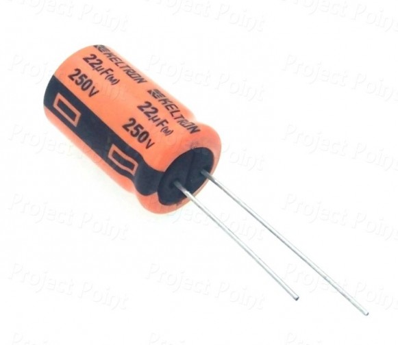 22uF 250V High Quality Electrolytic Capacitor - Keltron (Min Order Quantity 1pc for this Product)