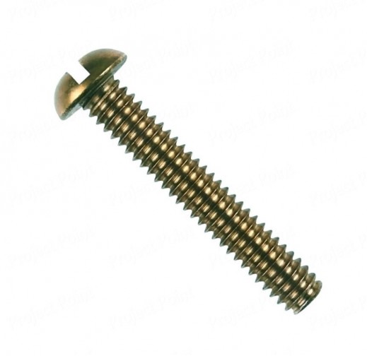 3/16" x 1.25" Round Head Machine Screw Medium Quality - Golden Plated (Min Order Quantity 1pc for this Product)