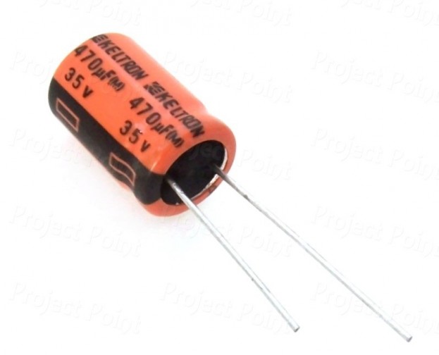 470uF 35V Electrolytic Capacitor - Keltron (Min Order Quantity 1pc for this Product)