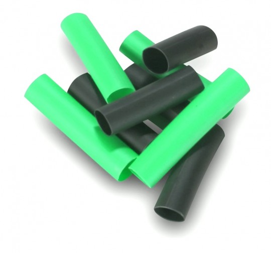 Pre-Cut Heat Shrink Tube 5mm x 20mm Green and Black - 100 Pcs (Min Order Quantity 1pc for this Product)