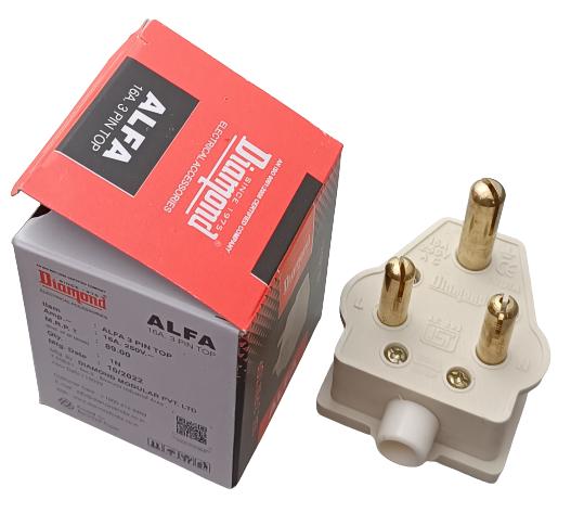 3-Pin Plug Top 16A 250V High Quality - Diamond Alfa (Min Order Quantity 1pc for this Product)