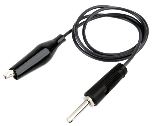 4mm Banana Plug to Alligator (Crocodile) Cable - 6A 40cm Black (Min Order Quantity 1pc for this Product)