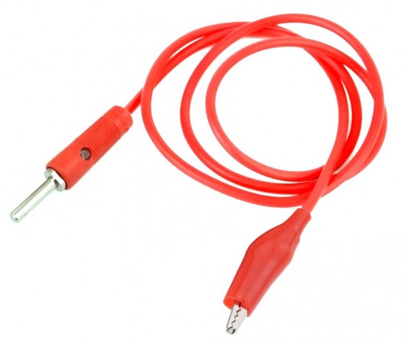 4mm Banana Plug to Alligator (Crocodile) Cable - 6A 25cm Red (Min Order Quantity 1pc for this Product)