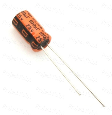 100uF 25V Electrolytic Capacitor - Keltron (Min Order Quantity 1pc for this Product)