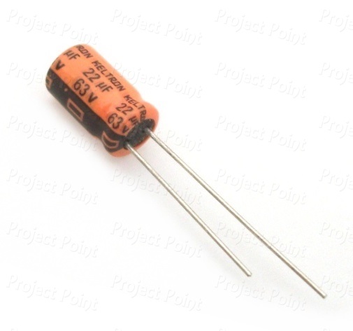 22uF 63V Electrolytic Capacitor - Keltron (Min Order Quantity 1pc for this Product)