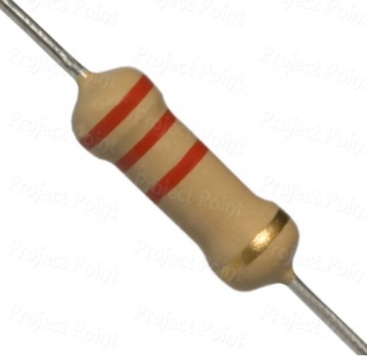 2.2K Ohm 1W Carbon Film Resistor 5% - High Quality (Min Order Quantity 1pc for this Product)