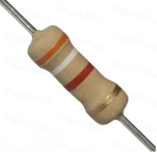 3.9K Ohm 1W Carbon Film Resistor 5% - High Quality (Min Order Quantity 1pc for this Product)