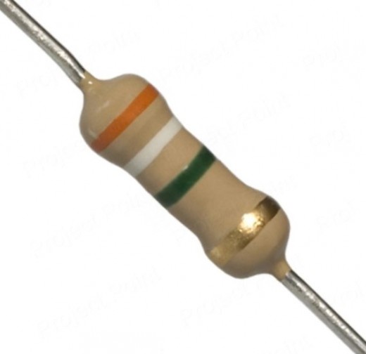 3.9M Ohm 0.5W Carbon Film Resistor 5% - High Quality (Min Order Quantity 1pc for this Product)