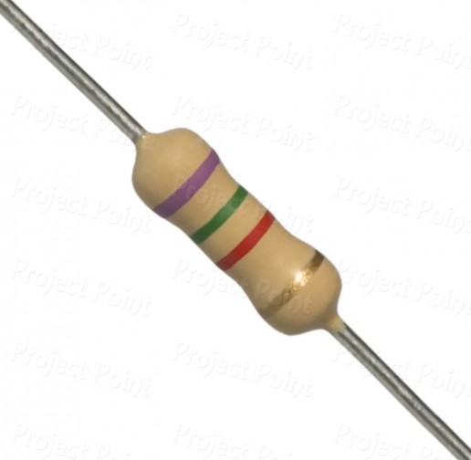 7.5K Ohm 0.5W Carbon Film Resistor 5% - High Quality (Min Order Quantity 1pc for this Product)