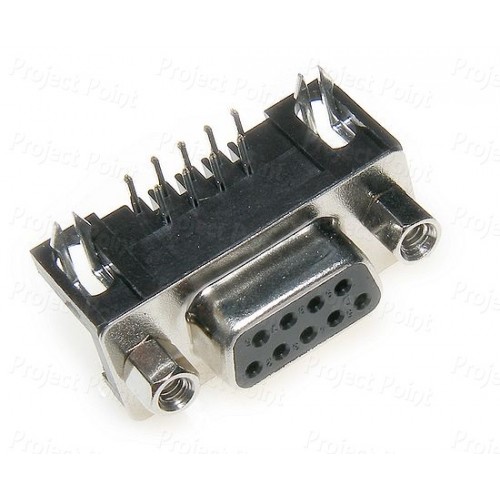 DB9 9 Pin PCB Mount Right Angle Female D Sub Connector