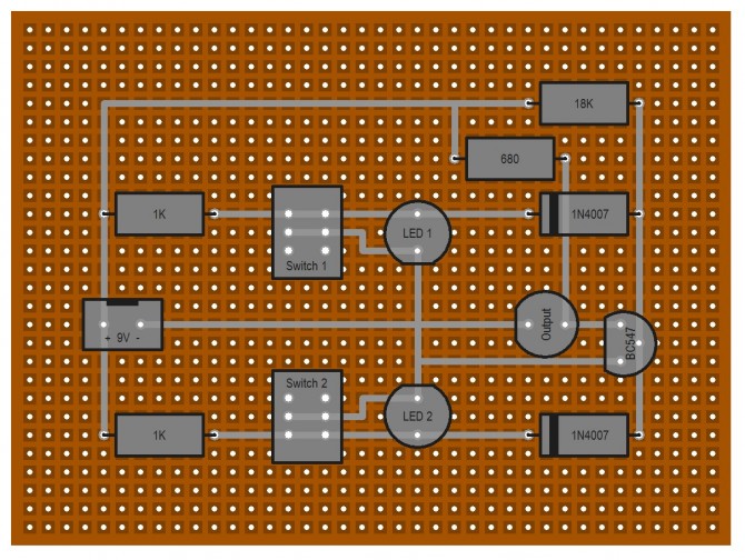NAND Gate Using Diodes + Transistor on Dot Matrix PCB (Min Order Quantity 1pc for this Product)