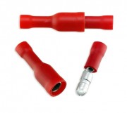 Fully Insulated Bullet Crimp Connectors Male+Female - Red
