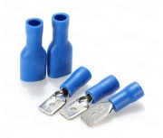 Fully Insulated Battery Spade Crimp Terminals Male+Female - Blue