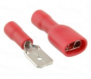 Fully Insulated Battery Spade Crimp Terminals Male+Female - Red