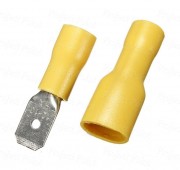 Fully Insulated Battery Spade Crimp Terminals Male+Female - Yellow