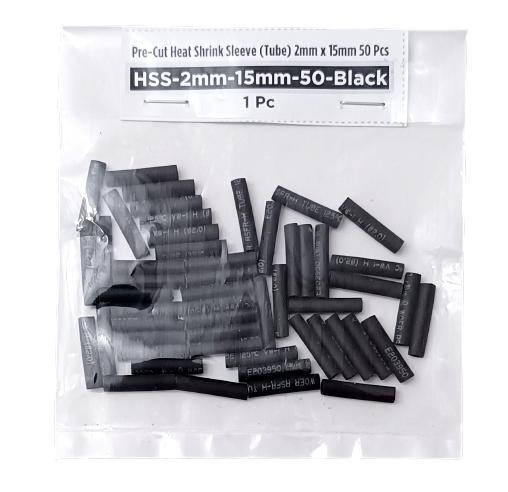 Pre-Cut Heat Shrink Tube 2mm x 15mm Black - 50 Pcs (Min Order Quantity 1pc for this Product)