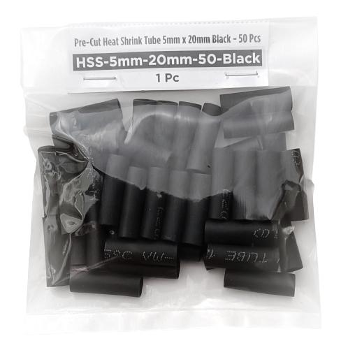 Pre-Cut Heat Shrink Tube 5mm x 20mm Black - 50 Pcs (Min Order Quantity 1pc for this Product)