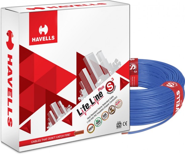 Havells Lifeline Plus Cable - PVC Insulated Flexible Wire 1.5 Sq.mm Blue - 1Mtr (Min Order Quantity 1mtr for this Product)