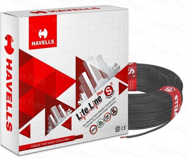 Havells Lifeline Plus Cable - PVC Insulated Flexible Wire 1.5 Sq.mm Black - 1Mtr (Min Order Quantity 1mtr for this Product)