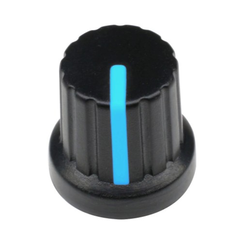 12mm Black Plastic Knob With Blue Pointer (Min Order Quantity 1pc for this Product)