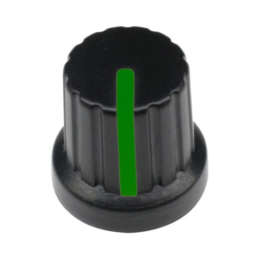 12mm Black Plastic Knob With Green Pointer (Min Order Quantity 1pc for this Product)