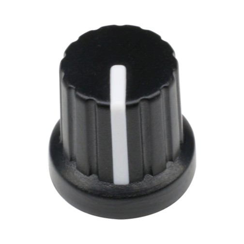 12mm Black Plastic Knob With White Pointer (Min Order Quantity 1pc for this Product)