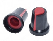 Black-Red Plastic Knob for 6mm Knurled Shaft Potentiometer