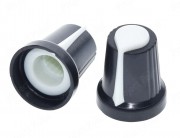 Black-White Plastic Knob for 6mm Knurled Shaft Potentiometer