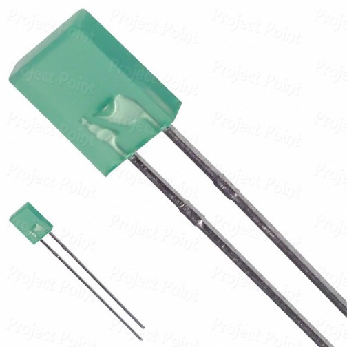 2mm x 5mm Rectangular with Flat Top Green LED (Min Order Quantity 1pc for this Product)