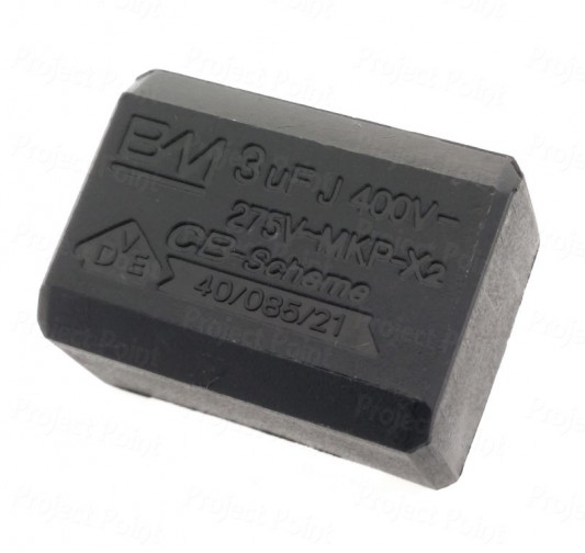 3uF 275V AC (400V DC) Class X2 Box Type Capacitor (Min Order Quantity 1pc for this Product)