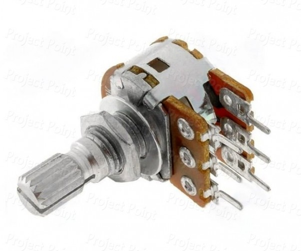 1M Ohm 16mm Linear Taper 6-Pin Dual Gang Rotary Potentiometer (Min Order Quantity 1pc for this Product)