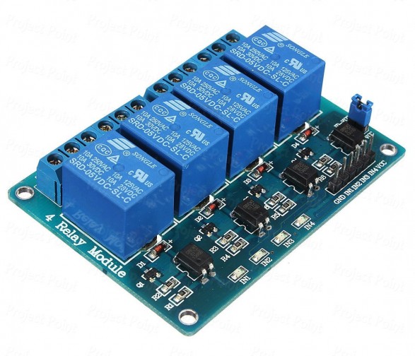 4 Channel 5V Relay Module with Optocoupler (Min Order Quantity 1pc for this Product)