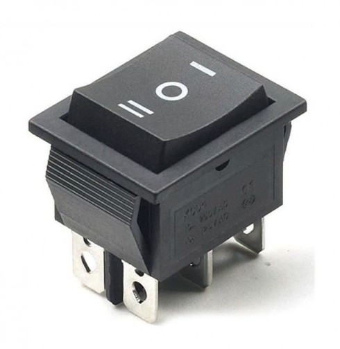 15A-16A Double Pole Center-Off Rocker Switch - Black (Min Order Quantity 1pc for this Product)