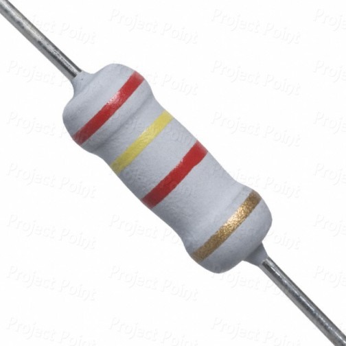 2.4K Ohm 1W Flameproof Metal Oxide Resistor - Medium Quality (Min Order Quantity 1pc for this Product)