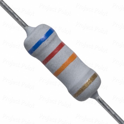 62K Ohm 1W Flameproof Metal Oxide Resistor - Medium Quality (Min Order Quantity 1pc for this Product)