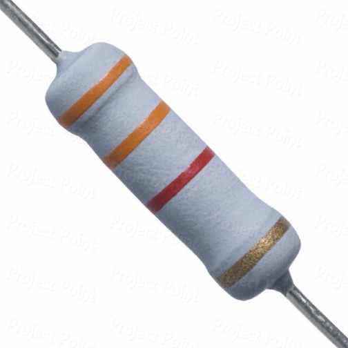 3.3K Ohm 2W Flameproof Metal Oxide Resistor - Medium Quality (Min Order Quantity 1pc for this Product)