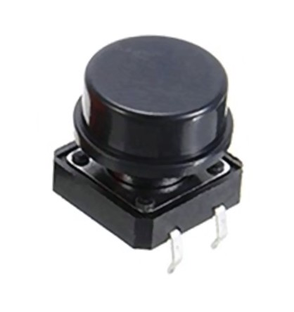 4-Pin 12mm Square Push Button Tact Switch with Black Knob (Min Order Quantity 1pc for this Product)