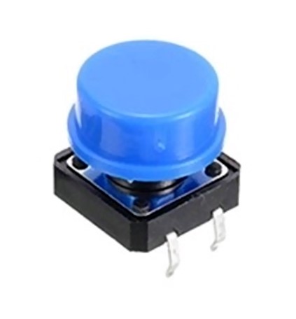4-Pin 12mm Square Push Button Tact Switch with Blue Knob (Min Order Quantity 1pc for this Product)