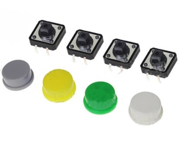4-Pin 12mm Square Push Button Tact Switch with Knob (Min Order Quantity 1pc for this Product)