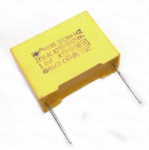 1uF 275VAC Class X2 Box Type Capacitor (Min Order Quantity 1pc for this Product)
