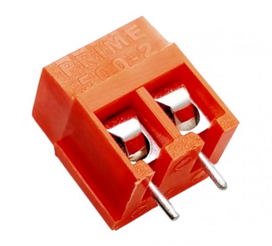 2 Way PCB Terminal Block - Prime 500-2 Red (Min Order Quantity 1pc for this Product)