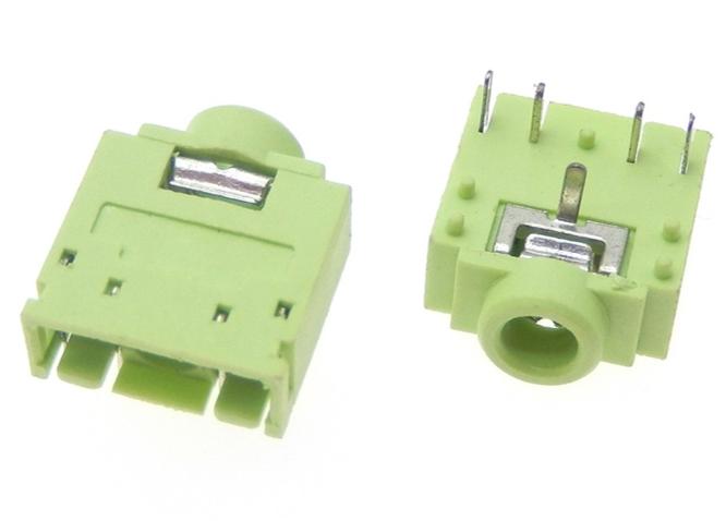 3.5mm Stereo Female Switched Socket - 5 Pin Green (Min Order Quantity 1pc for this Product)